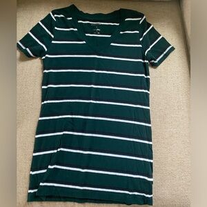 Stripped Forest Green shirt- small